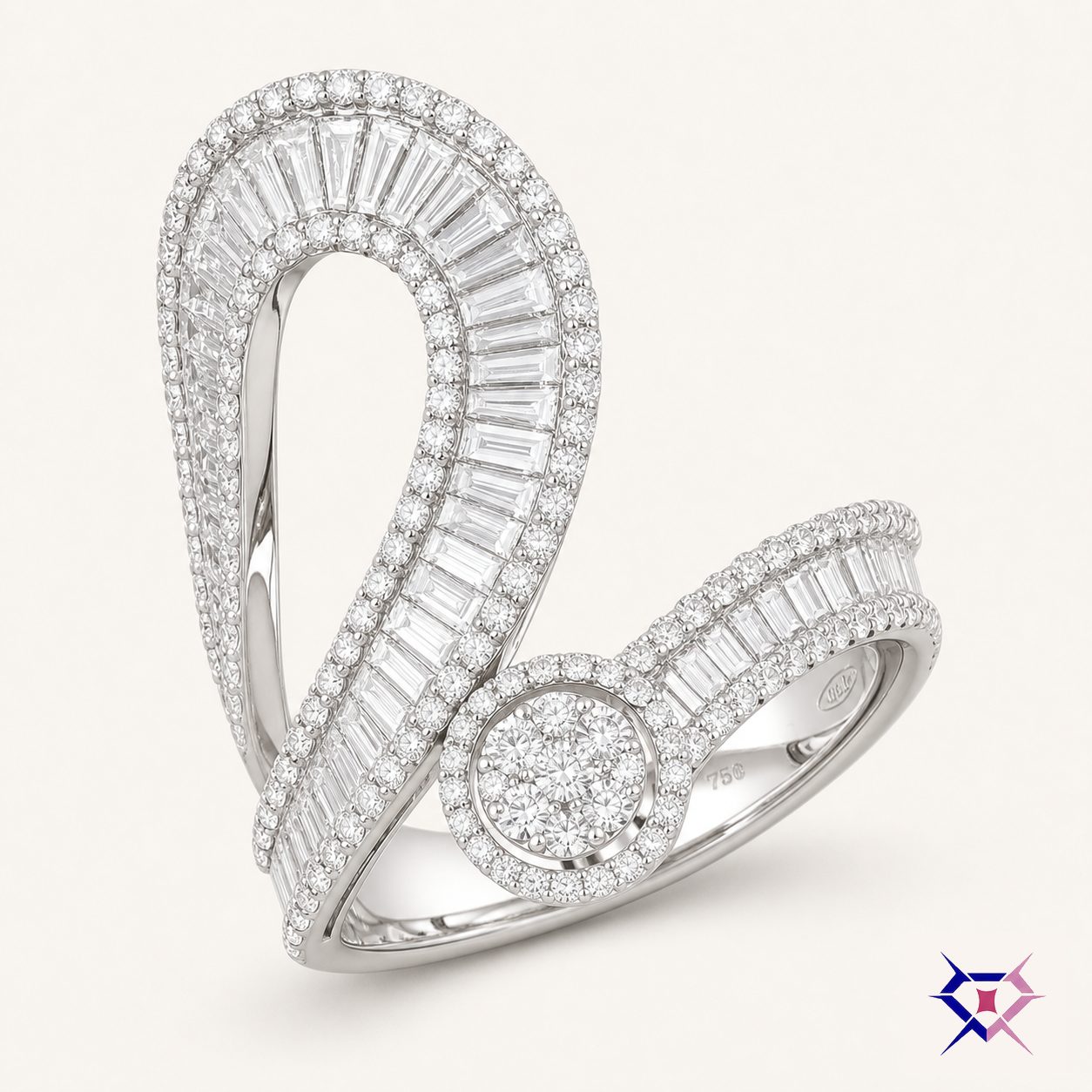 Teardrop Baguette Diamond Ring