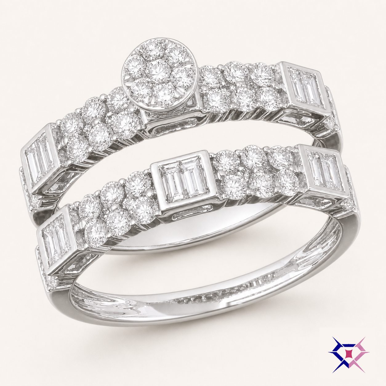 Round Cluster Bridal Set
