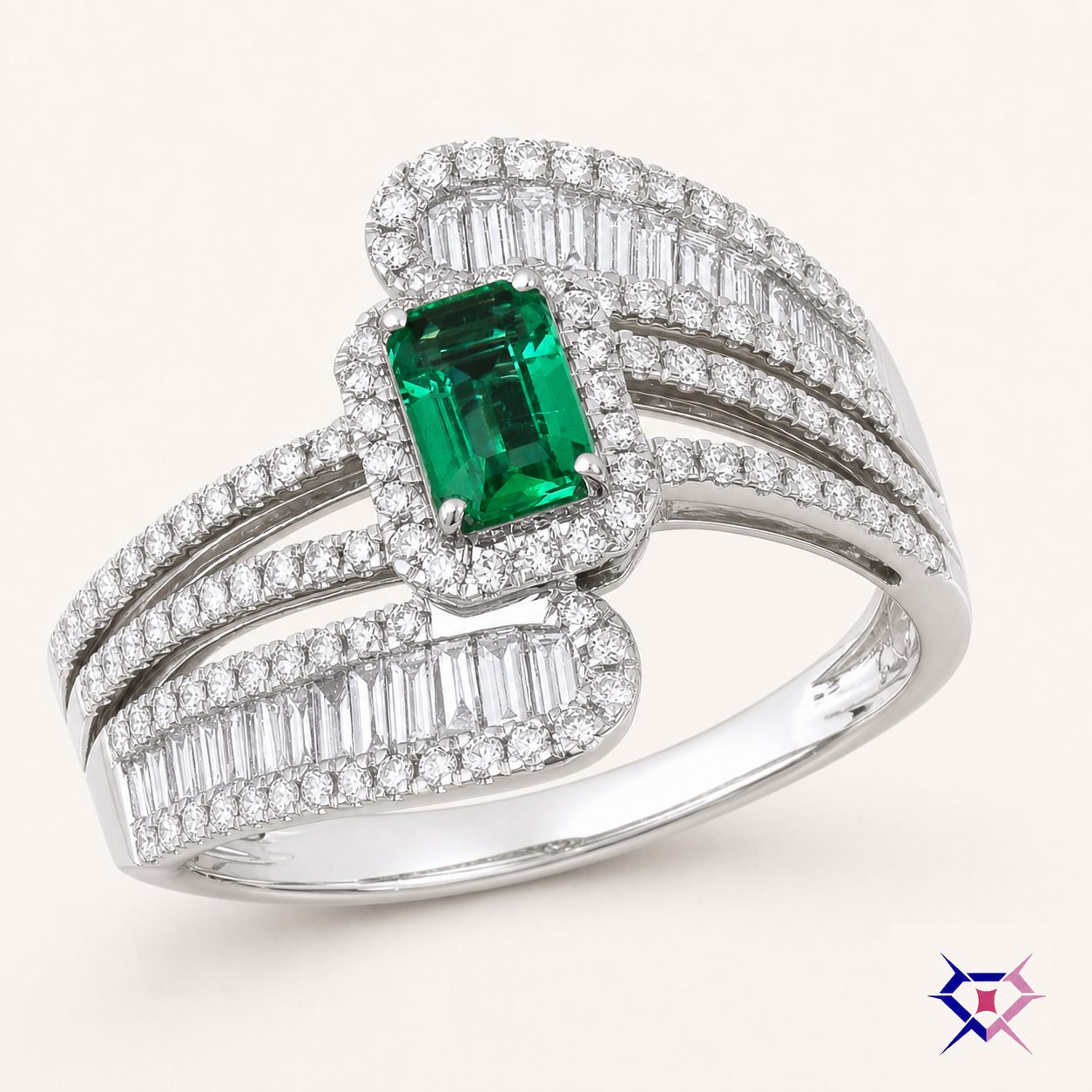 Emerald Halo Diamond Ring