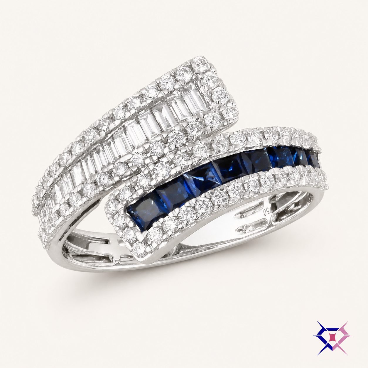 Sapphire Baguette Bypass Ring