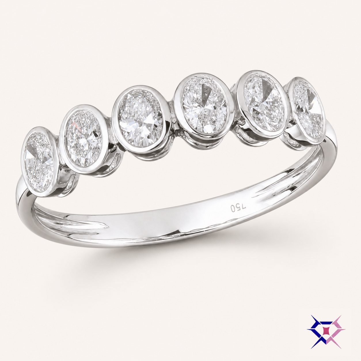 Oval Diamond Half Eternity Band