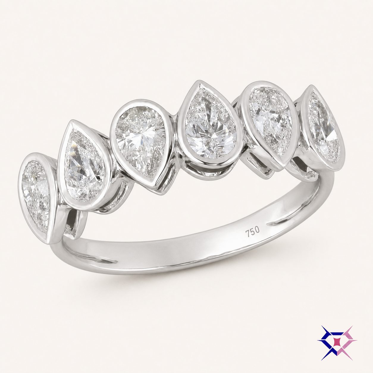 Pear Diamond Half Eternity Band