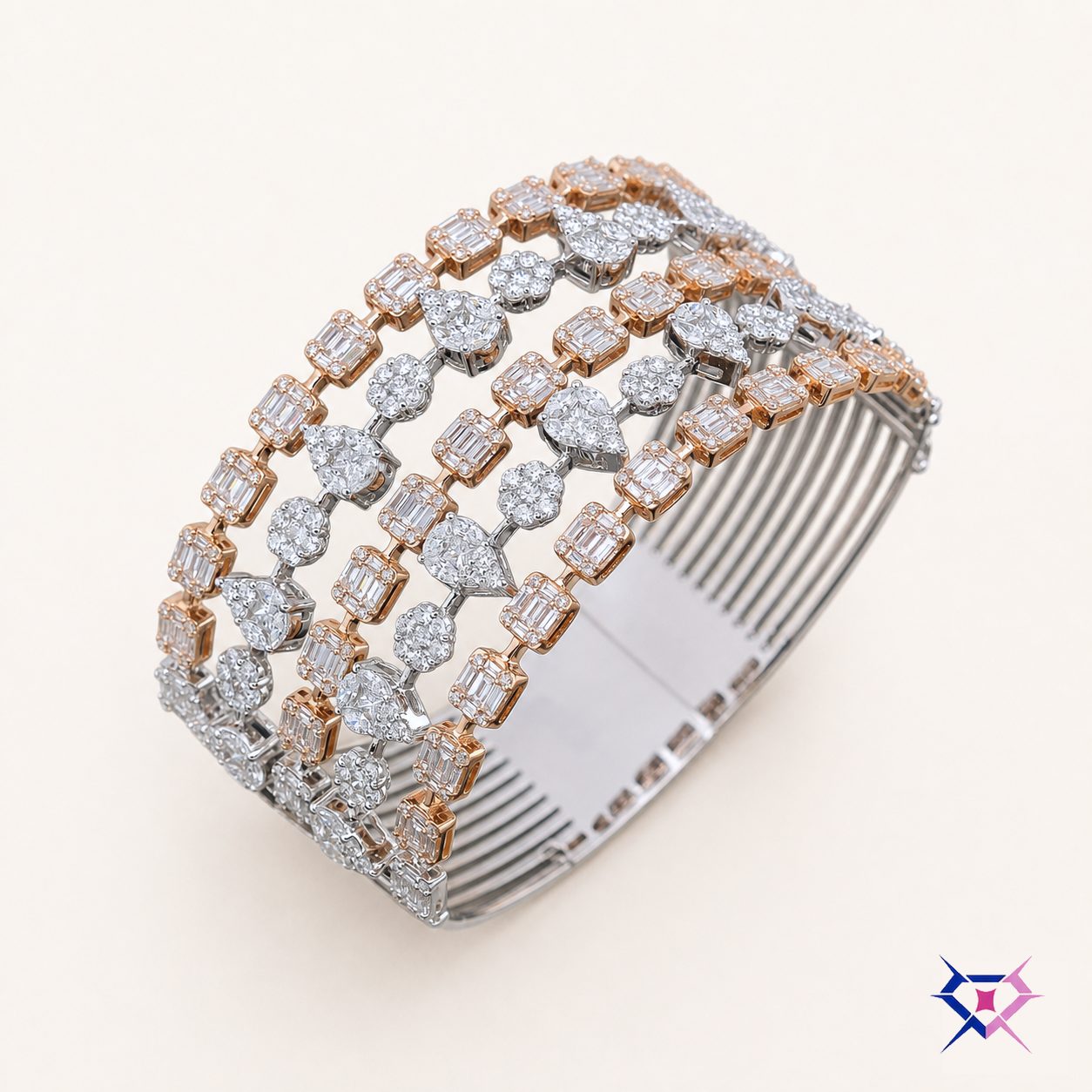 Diamond Illusion Five-Row Statement Cuff