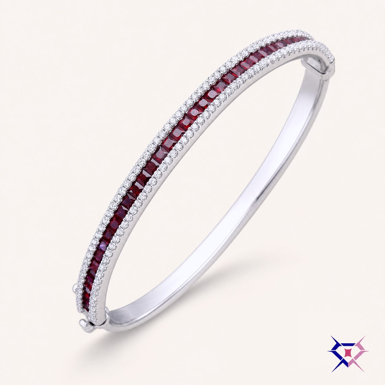 Ruby Channel Diamond Bangle
