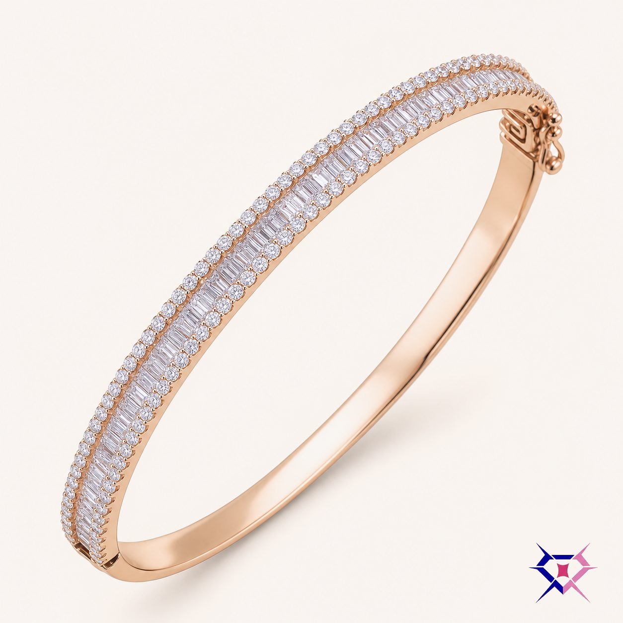 Rose Gold Baguette Diamond Bangle