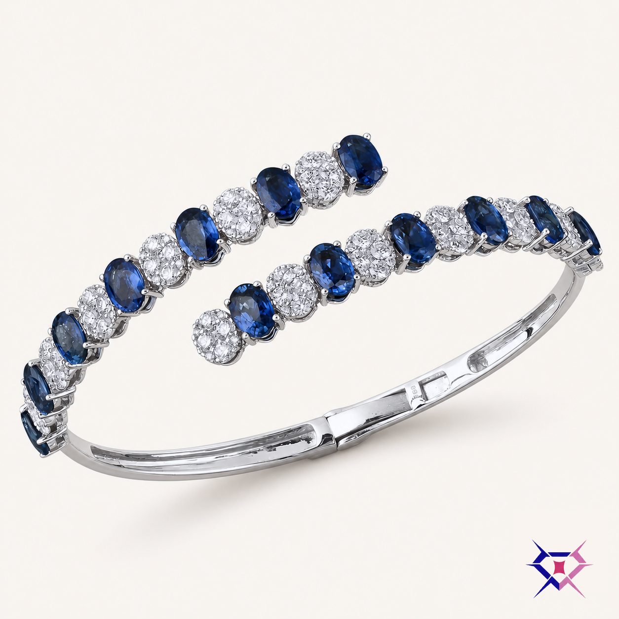 Sapphire Diamond Bypass Bangle