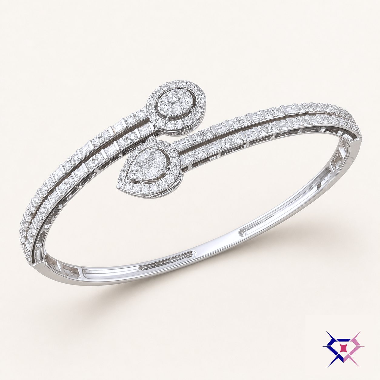 Pear Diamond Bypass Bangle