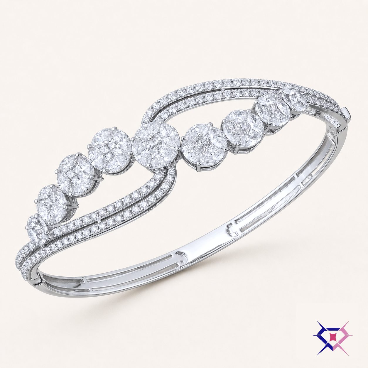 Graduated Diamond Cluster Bangle