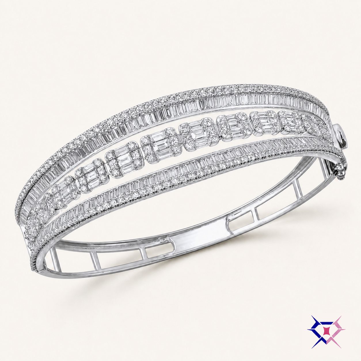 Triple Row Diamond Bangle