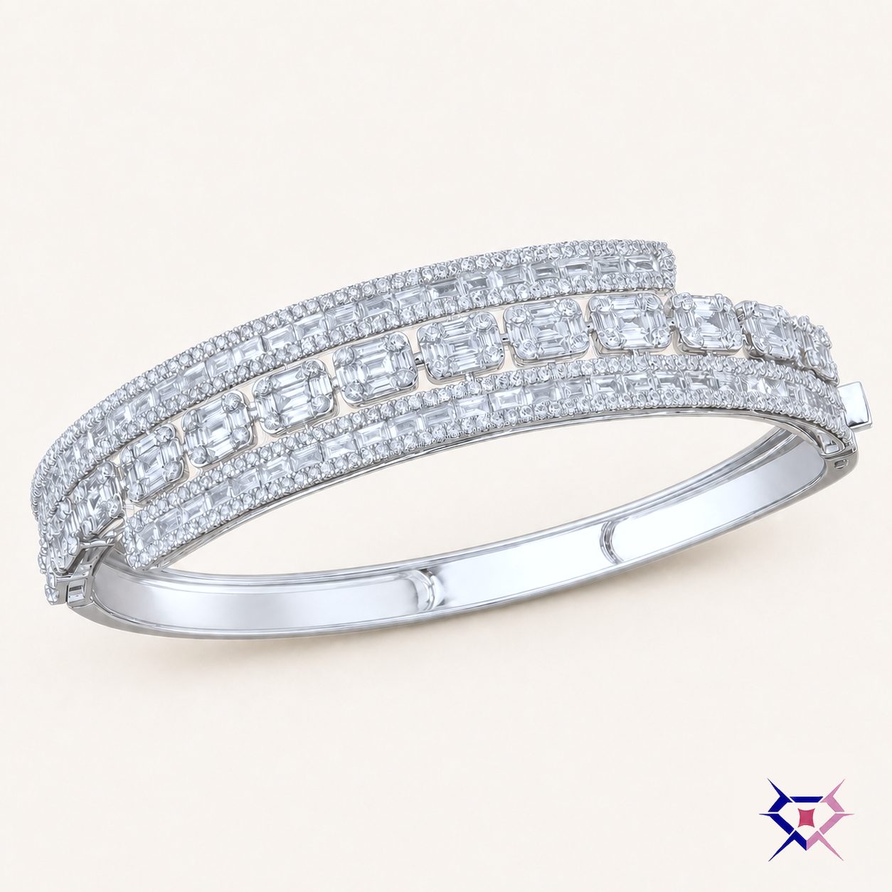 Crossover Diamond Cluster Bangle