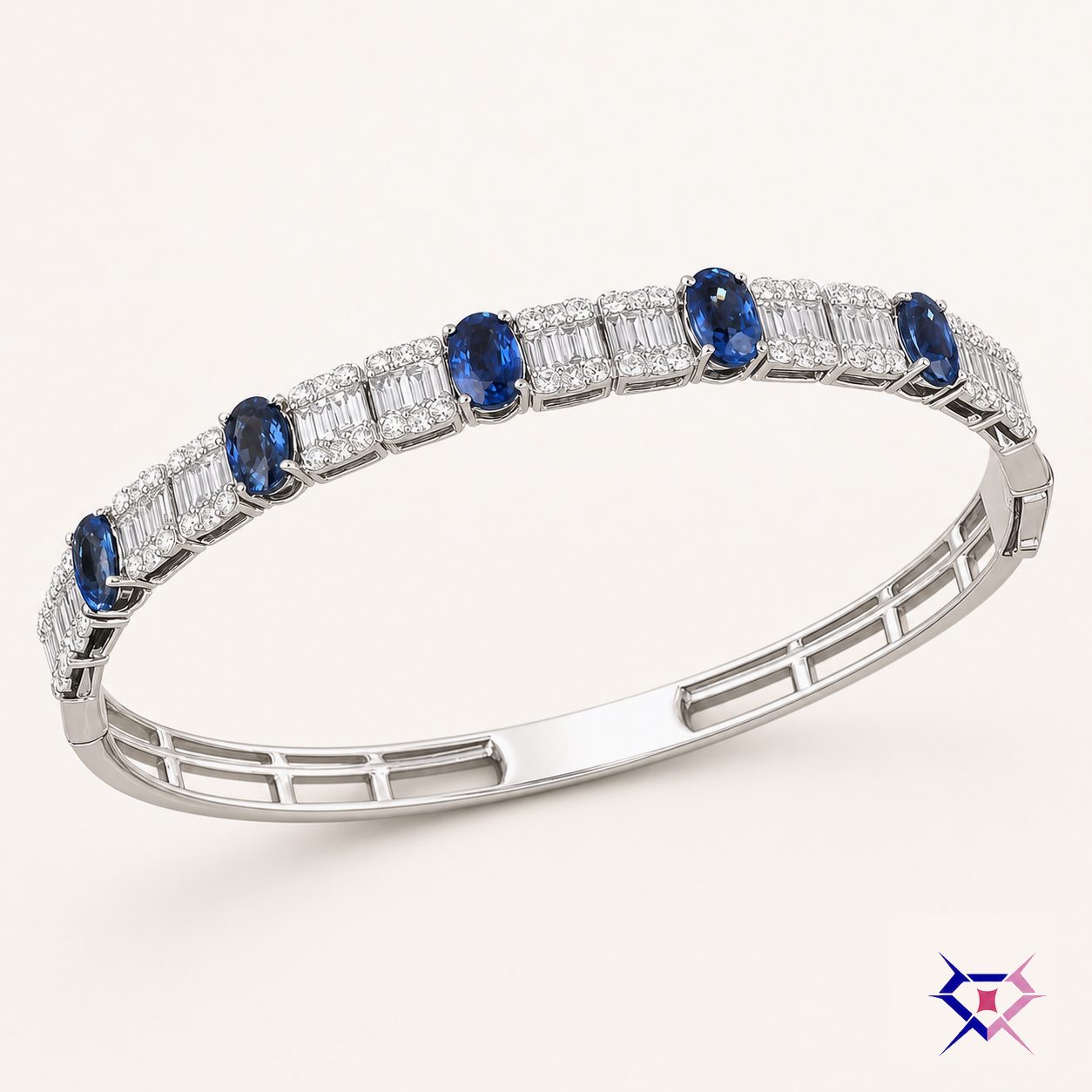 Sapphire & Diamond Station Bangle