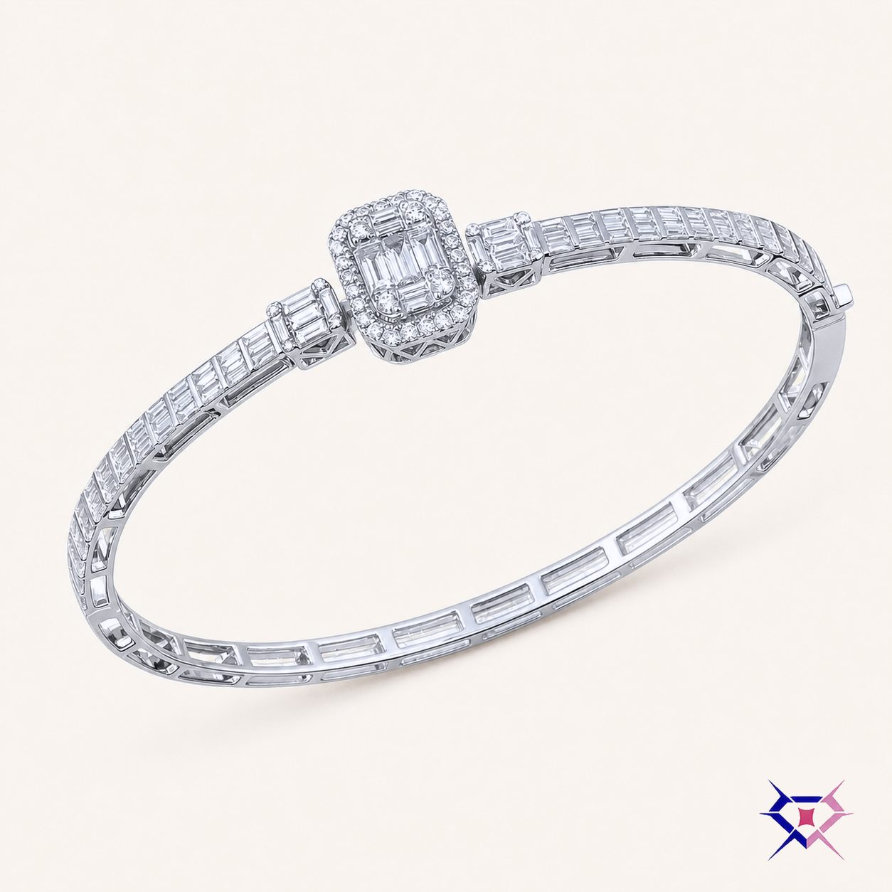 Diamond Halo Station Bangle