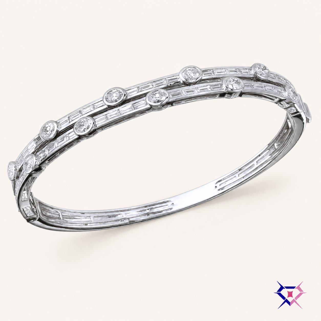 Bezel Oval Diamond Bangle