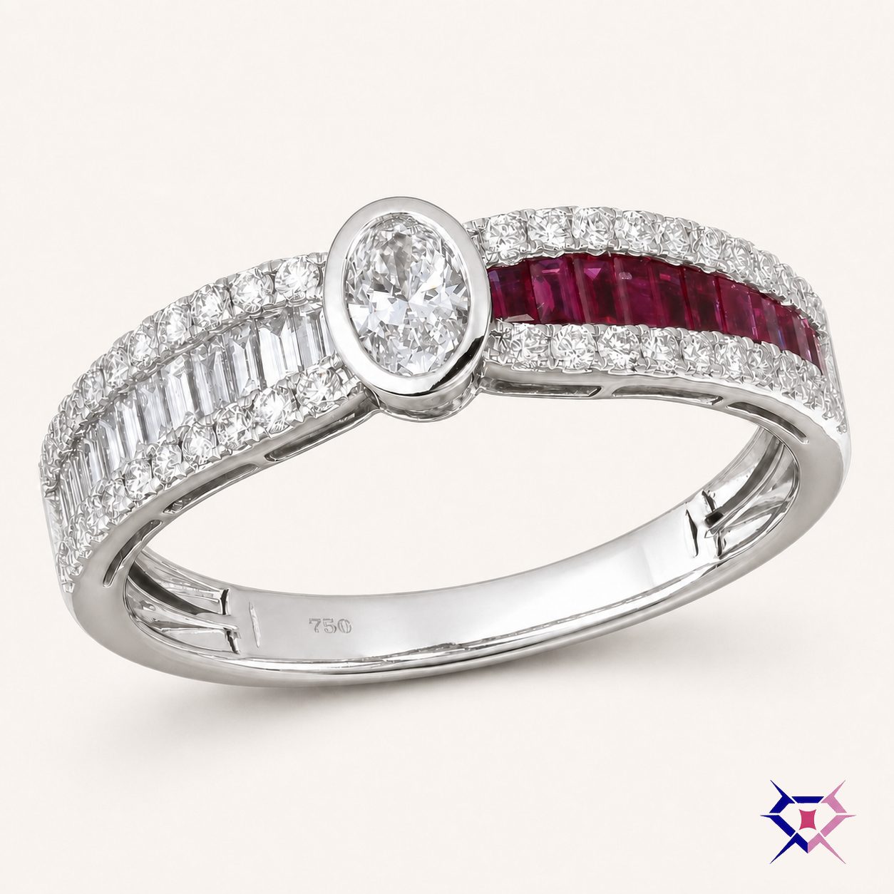 Ruby Baguette Diamond Ring