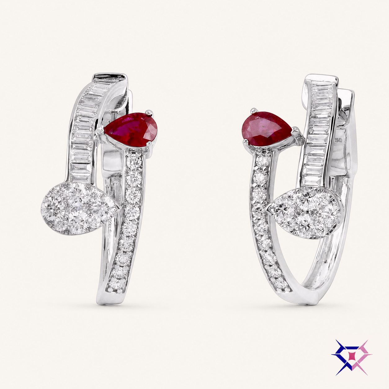 Ruby Drop Hoop Earrings