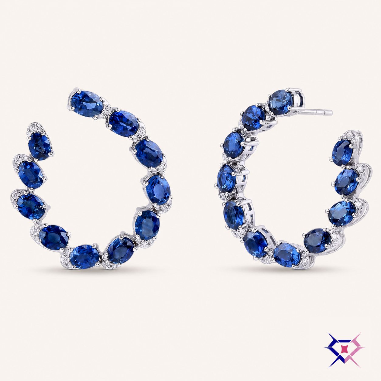 Sapphire Diamond Hoops