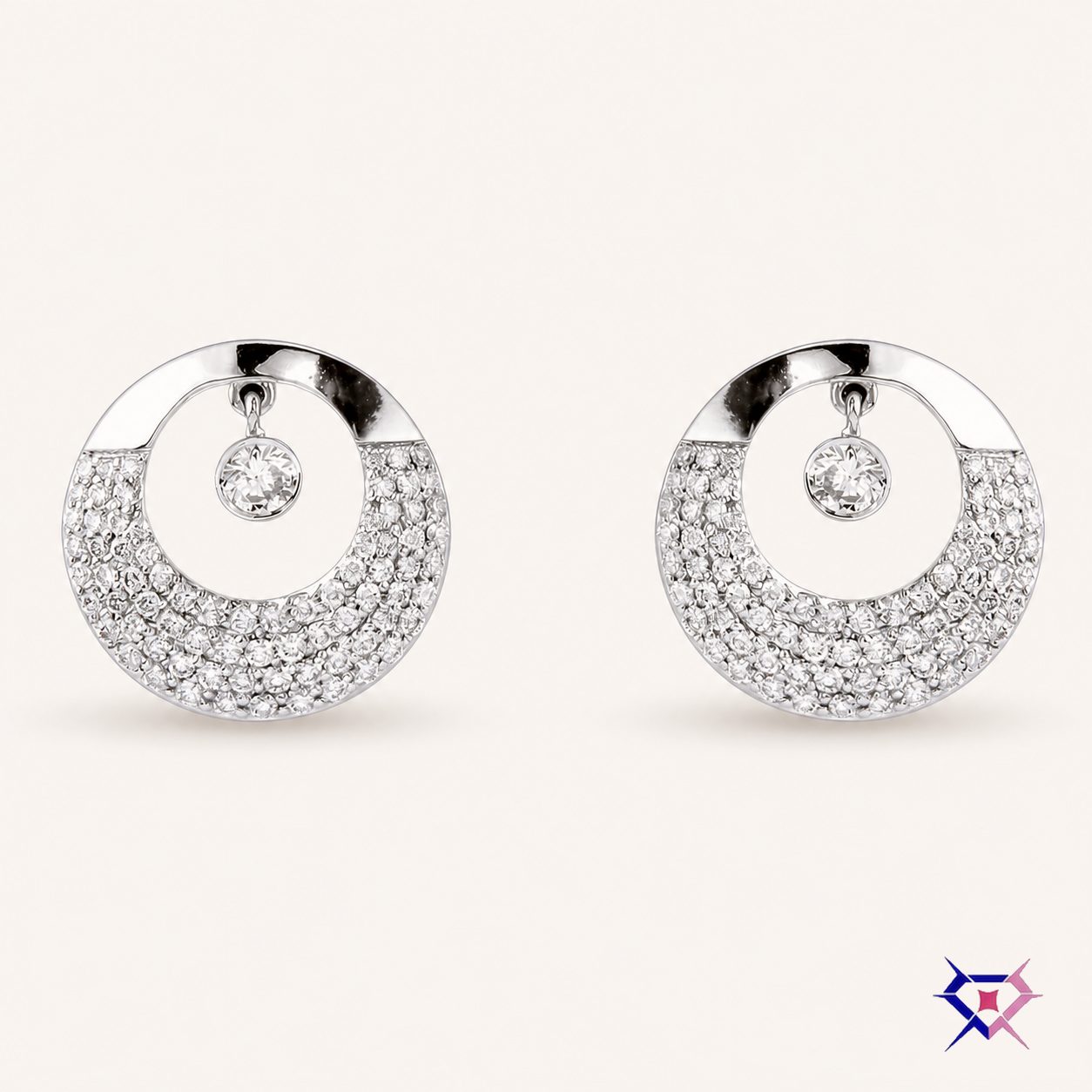 Diamond Circle Stud Earrings