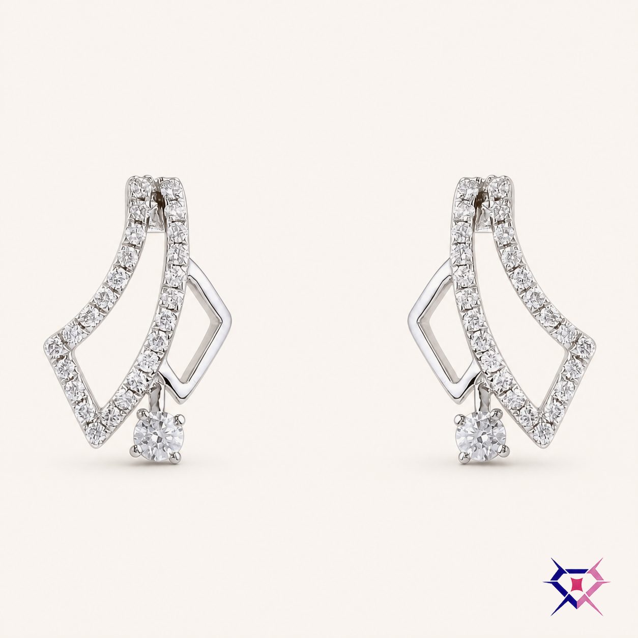 Diamond Kite Stud Earrings