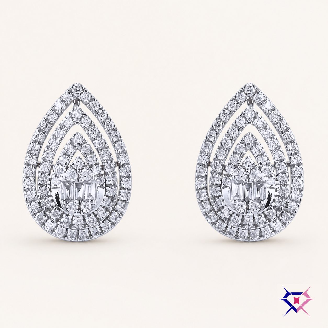 Diamond Teardrop Stud Earrings
