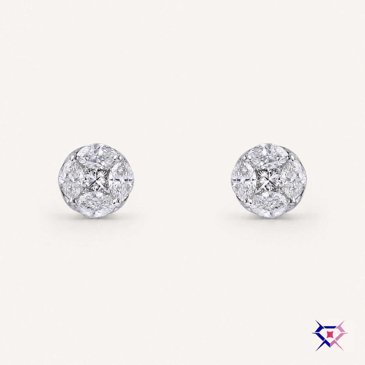 Diamond Cluster Stud Earrings
