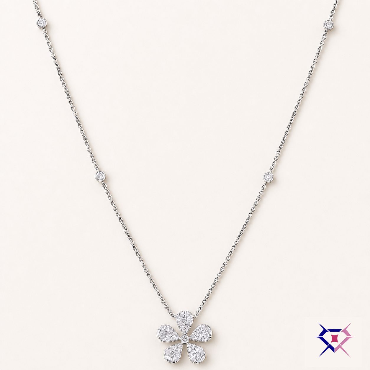 Diamond Flower Pendant Necklace