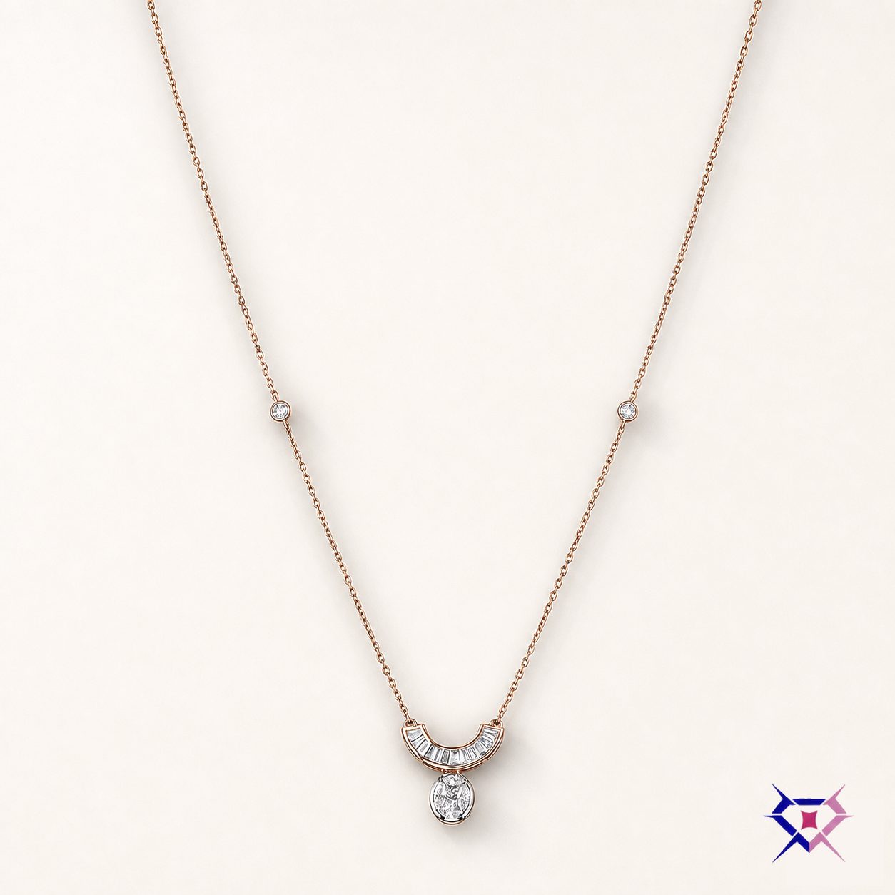 Diamond Crescent Pendant Necklace