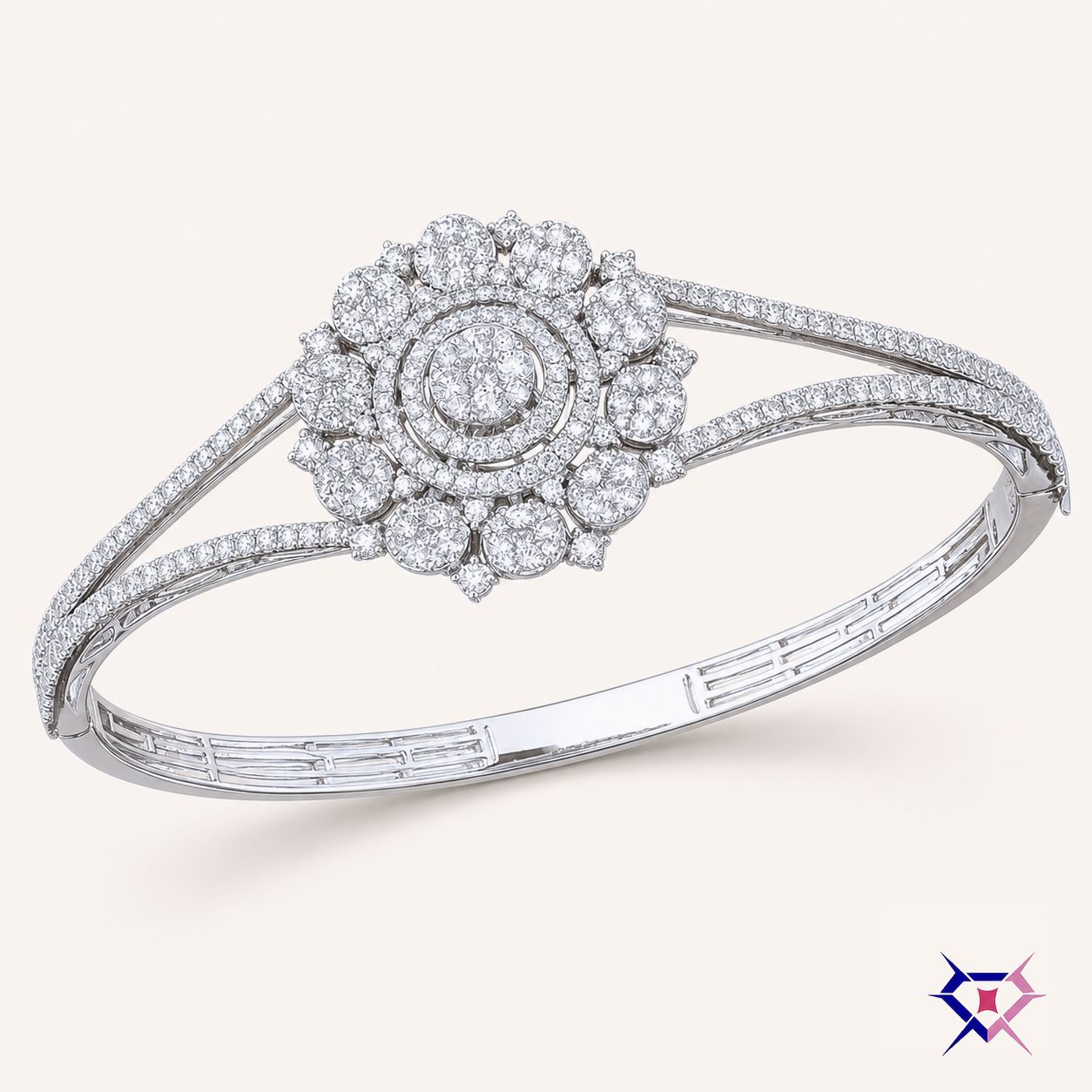 Diamond Flower Bangle