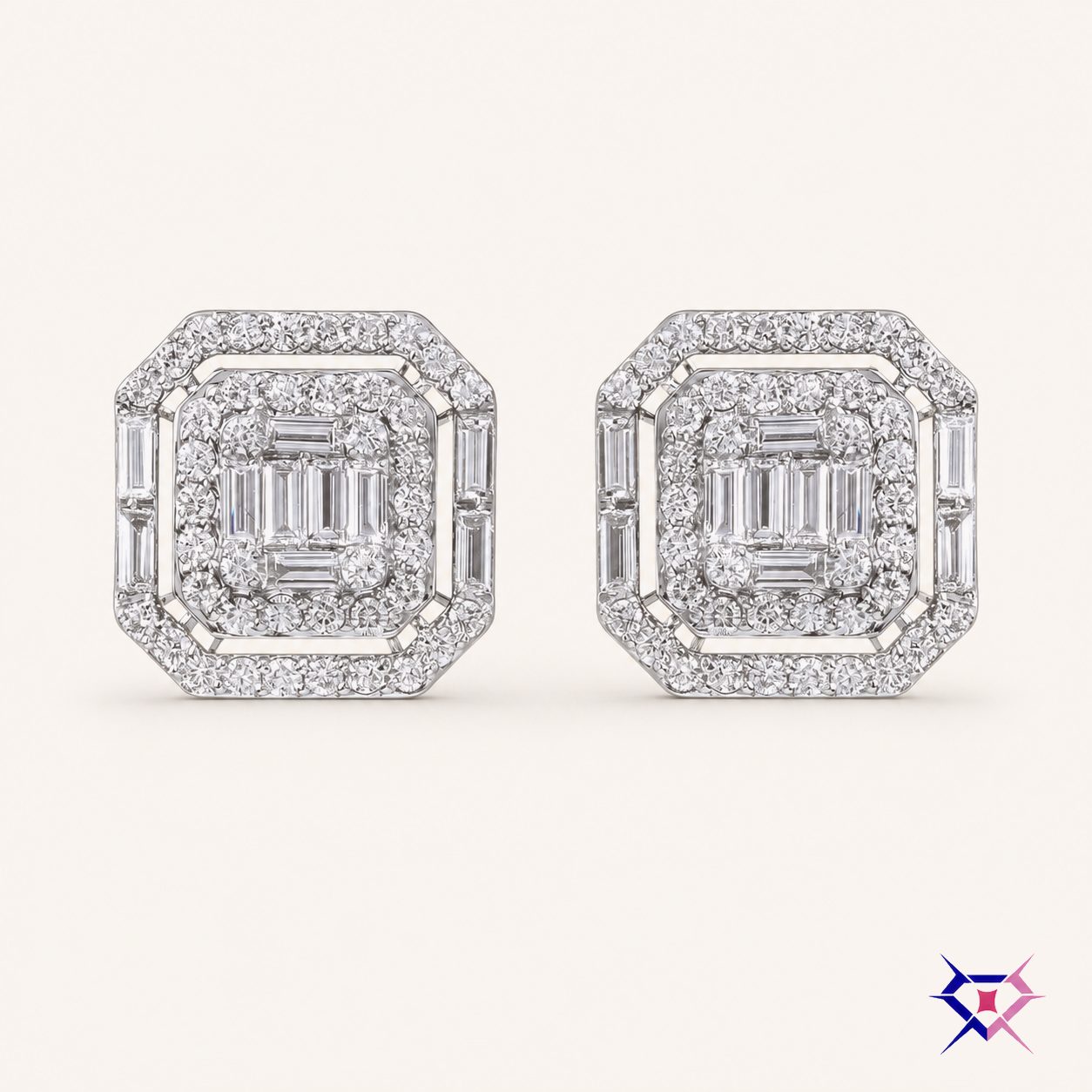 Diamond Cluster Stud Earrings