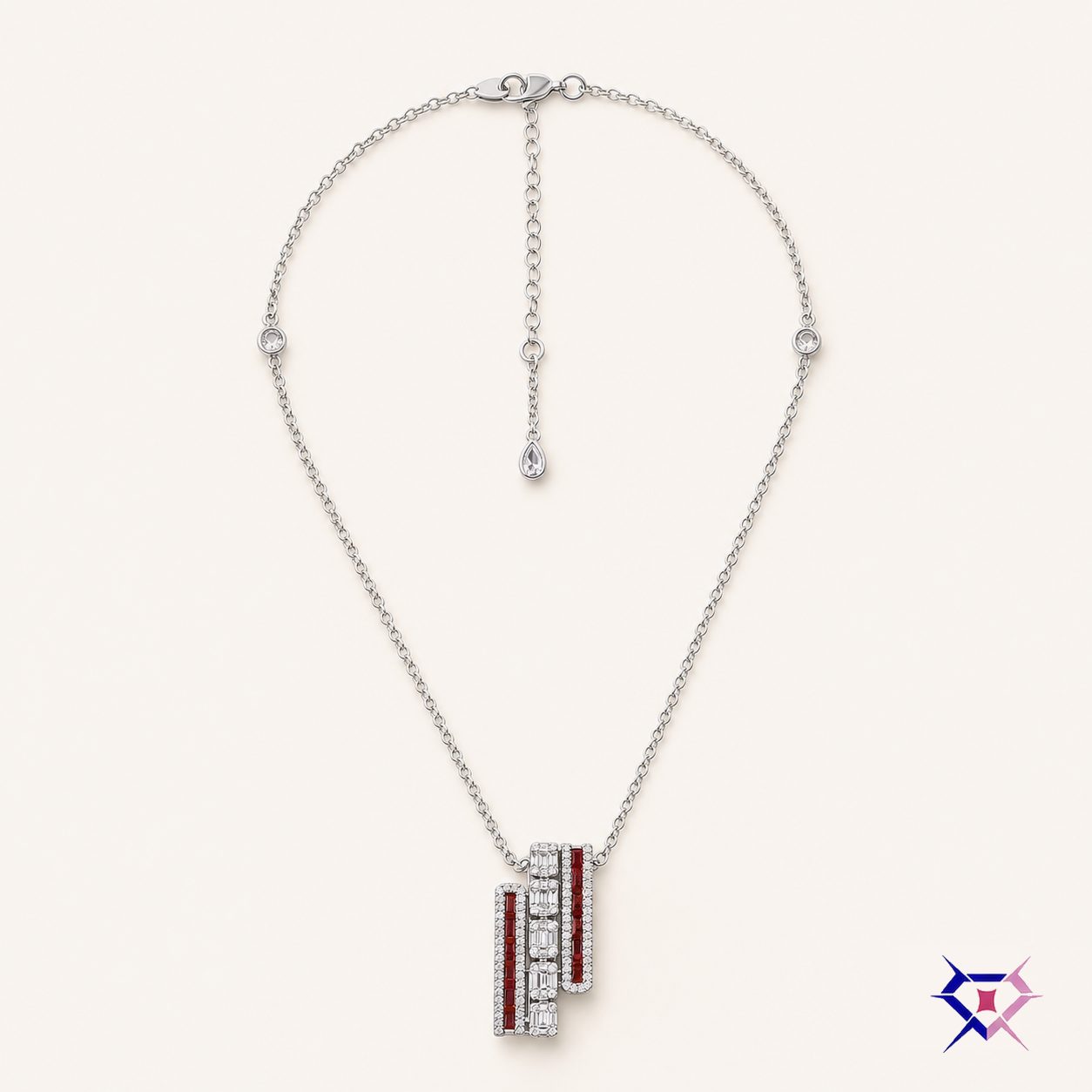 Ruby and Diamond Bar Pendant