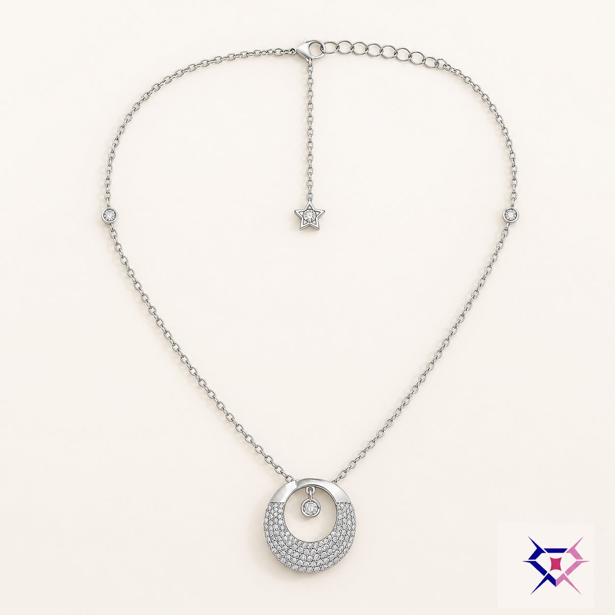 Diamond Circle Pendant with Star Charm