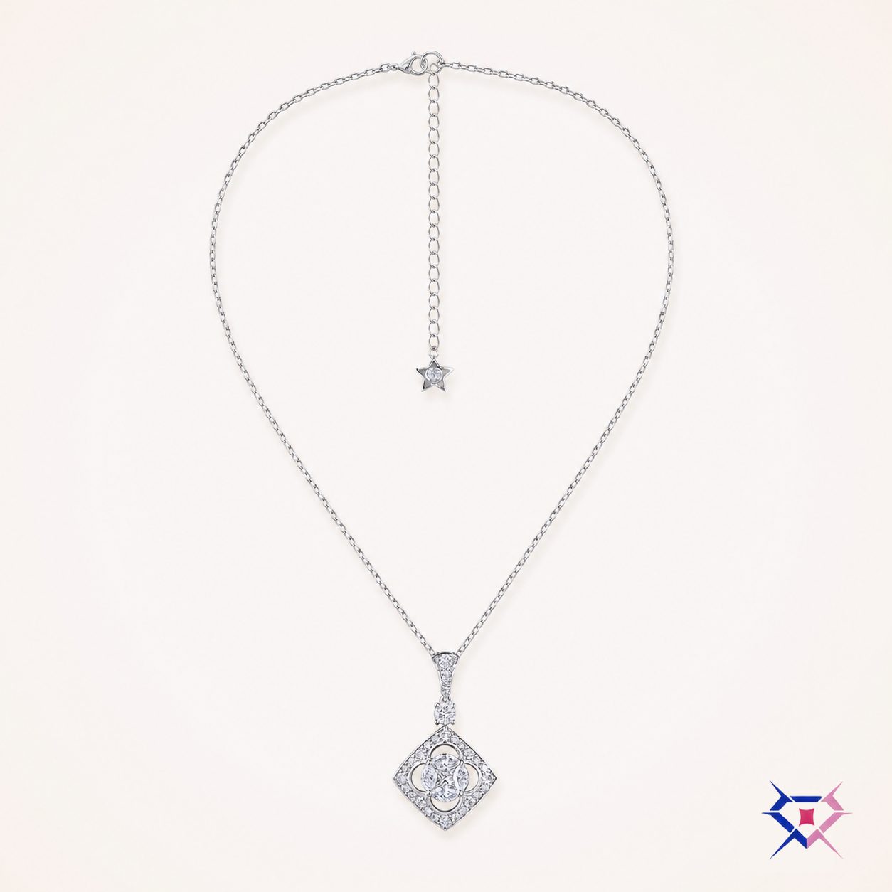 Diamond Kite Pendant with Star Charm