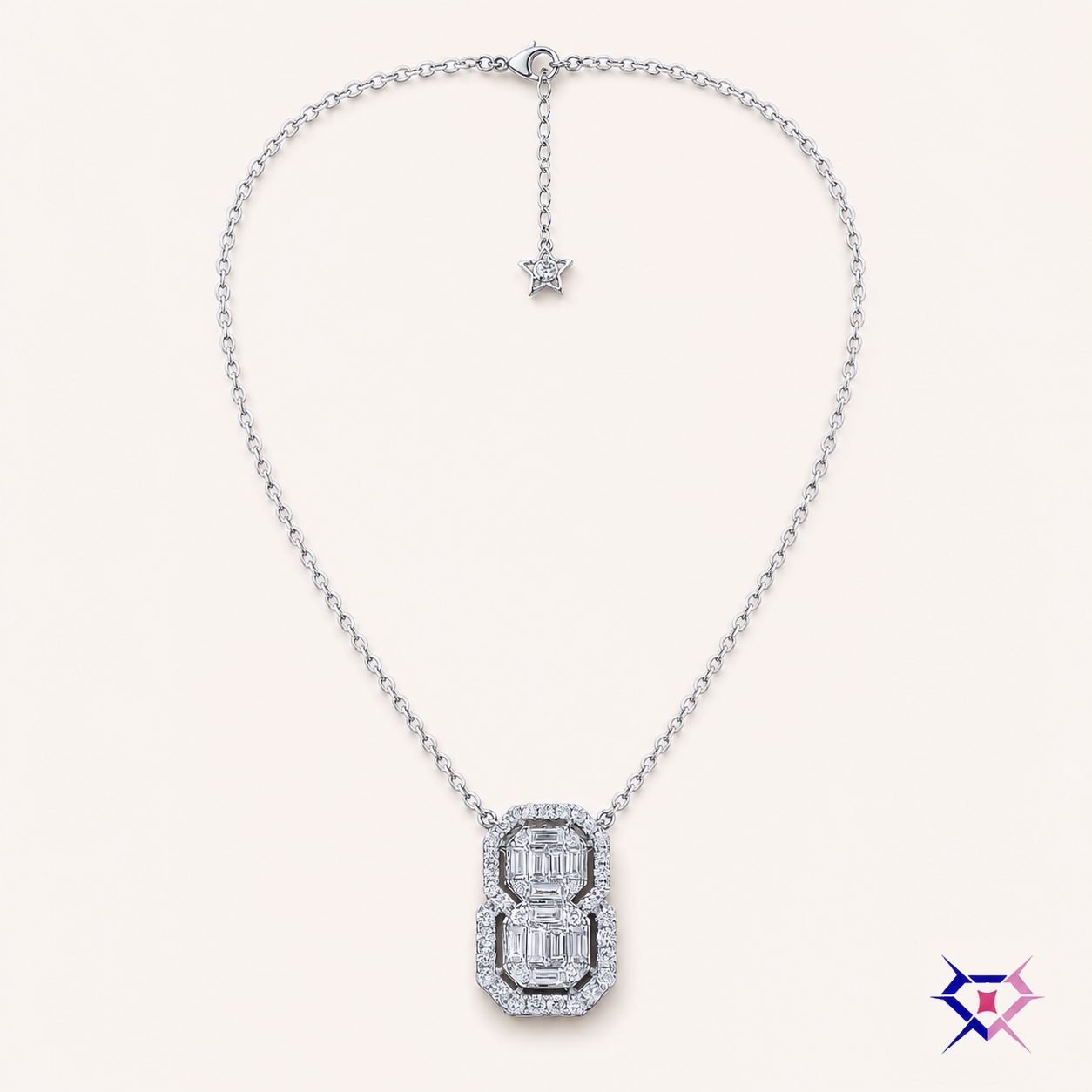 Diamond Link Pendant with Star Charm